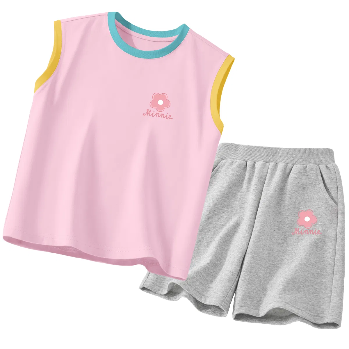 Детский спортивный костюм с круглым вырезом, стрейч, Disney, DiF Small Flower K Blue Pink+Gray