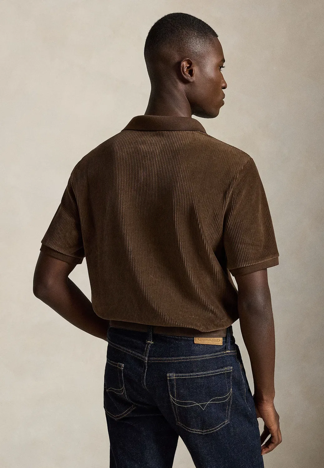 Классическая трикотажная вельветовая рубашка-поло - рубашка-поло Polo Ralph Lauren, Nutmeg Brown — фото 3