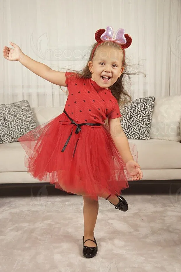 Детское платье для девочек с длинным рукавом Elegant Neocotton, Red — фото 3