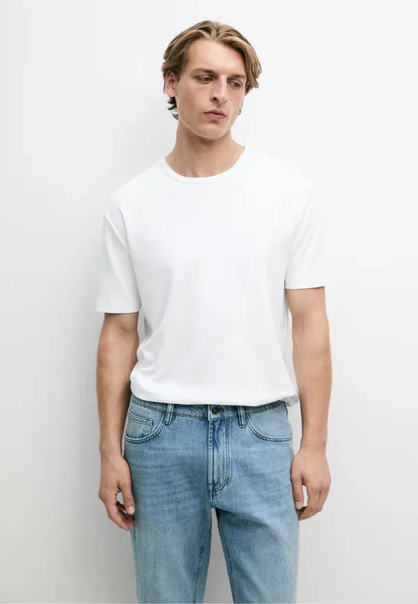 Футболка хлопковая Basic t-shirt, Massimo Dutti, белый