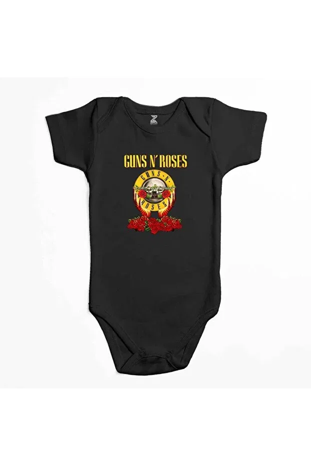 Детское боди с коротким рукавом Guns n roses hands and light black color Crowsgate, Black