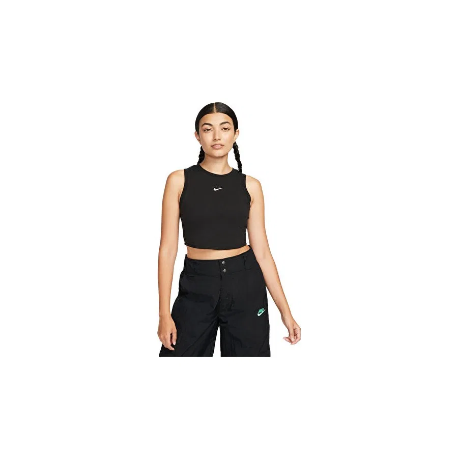 Женский топ без рукавов Nike W Nsw Essntl Rib Crp Tank, Черный