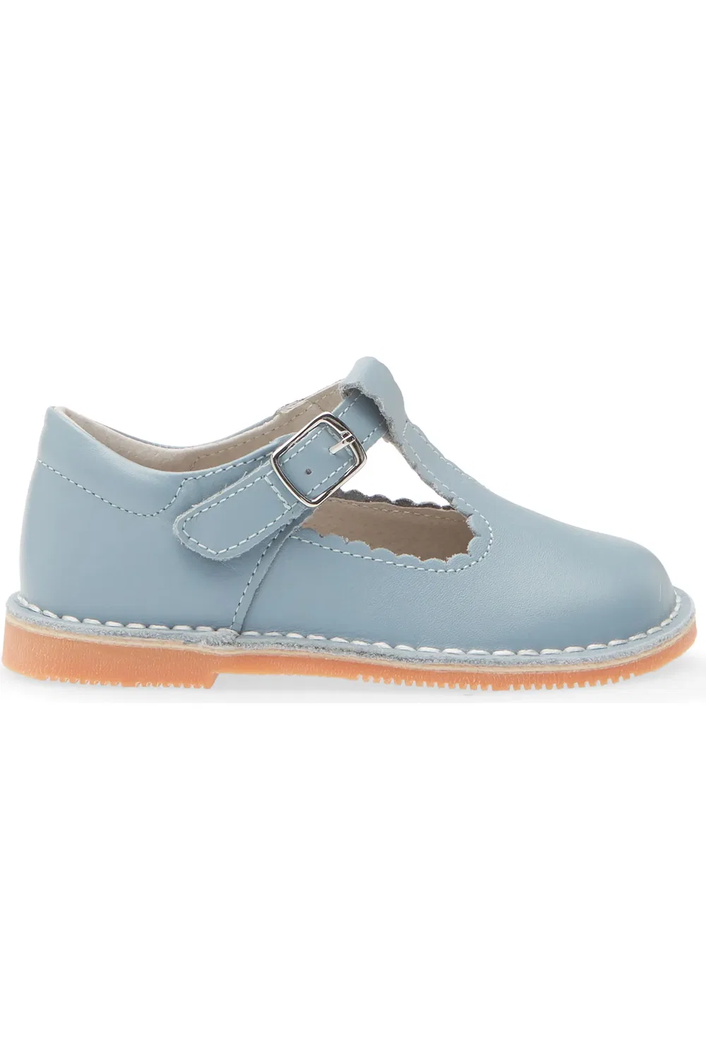 Туфли детские с T-образным ремешком Selina Scallop L'AMOUR, Dusty Blue — фото 3