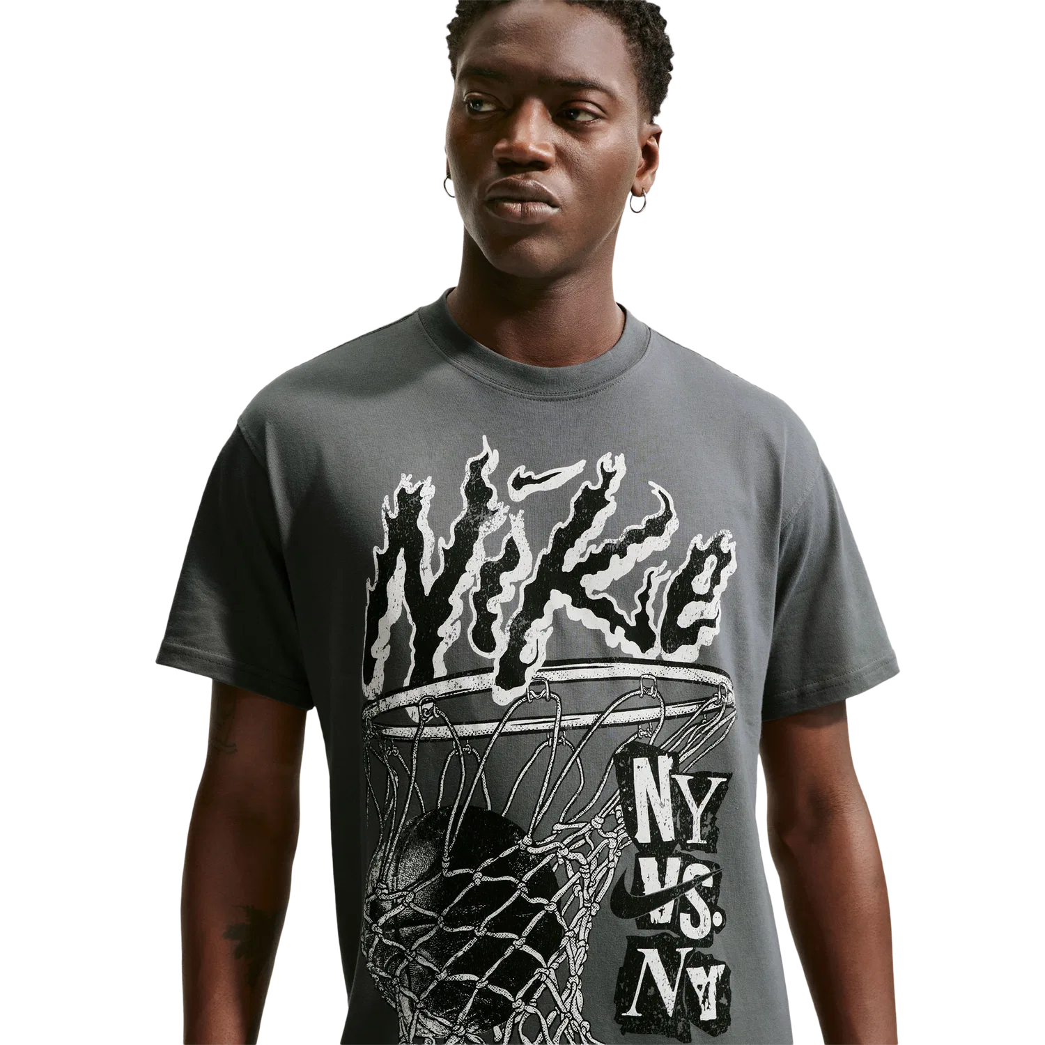 Мужская футболка с коротким рукавом, с принтом, Nike NSW Short Sleeve Max 90, Nike, Grey/White — фото 3