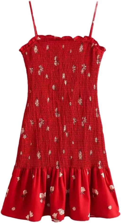 Женское летнее платье с цветочным принтом Red Dress, Red