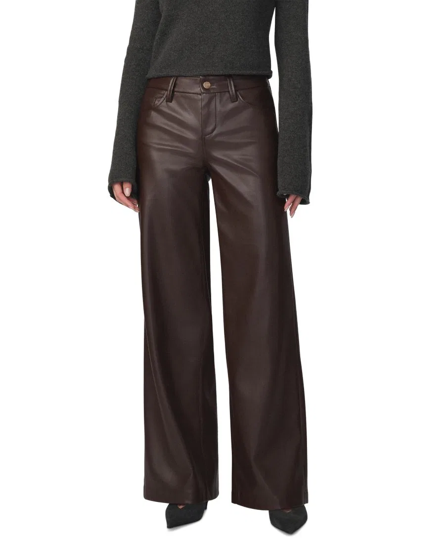 Штаны с широкими штанинами из кожзама Lou Lou Joe's Jeans, Dark Chocolate