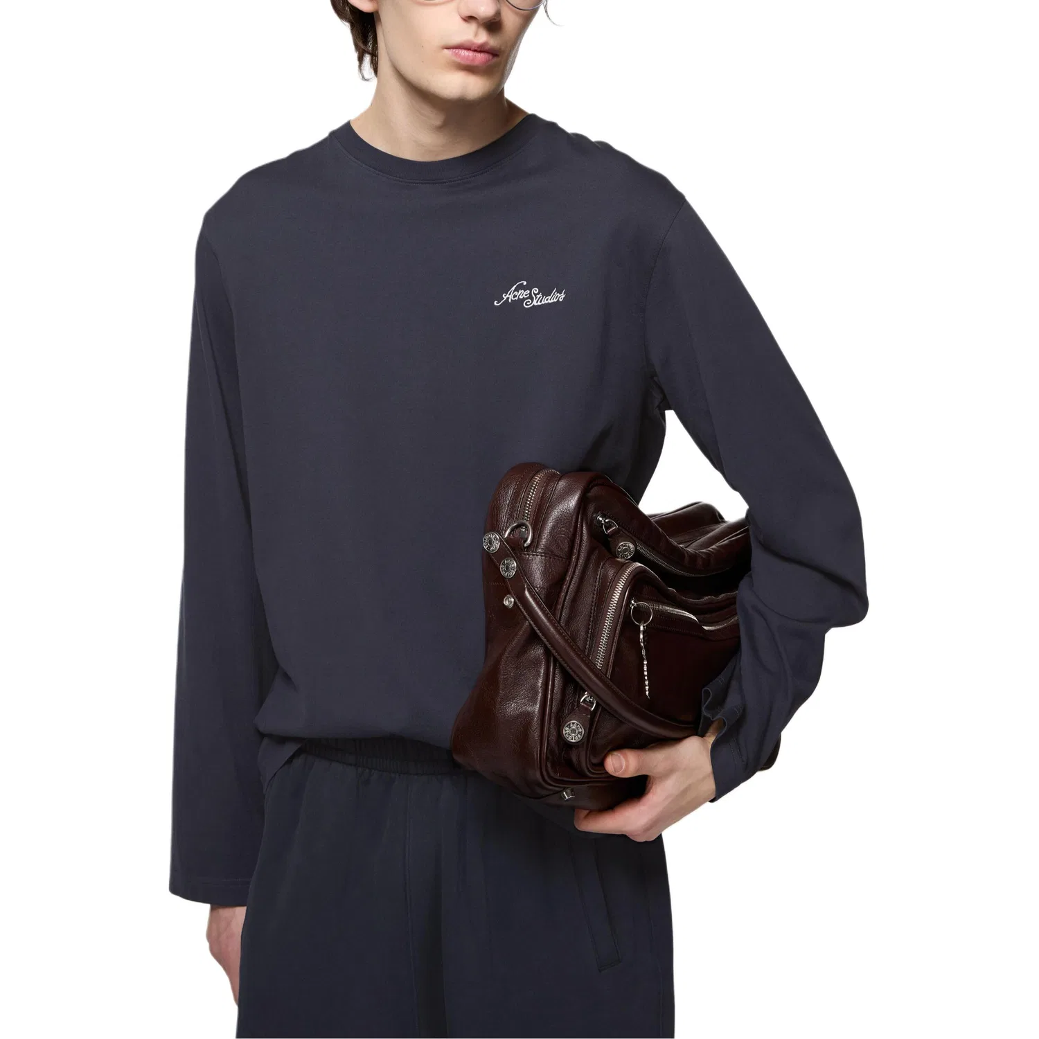 Футболка унисекс с круглым вырезом Acne Studios, Dark Navy Blue — фото 4