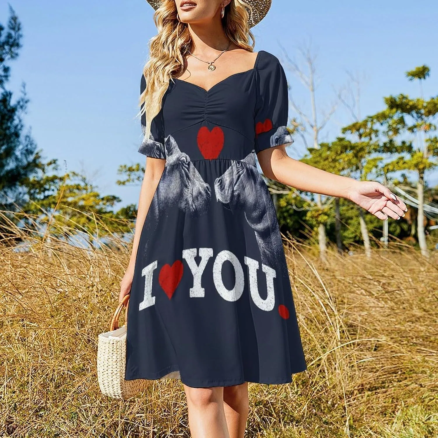 Женское летнее платье с пышными рукавами A-силуэта I Love You Hippo, Style — фото 2