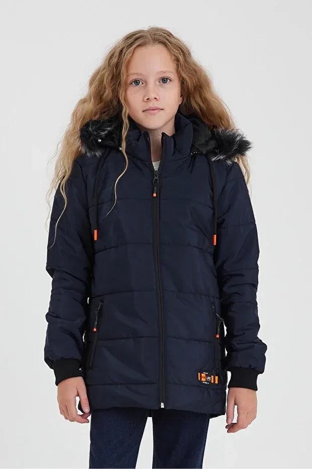 Детское пальто для девочек с длинным рукавом Basics Sivaist, Navy Blue