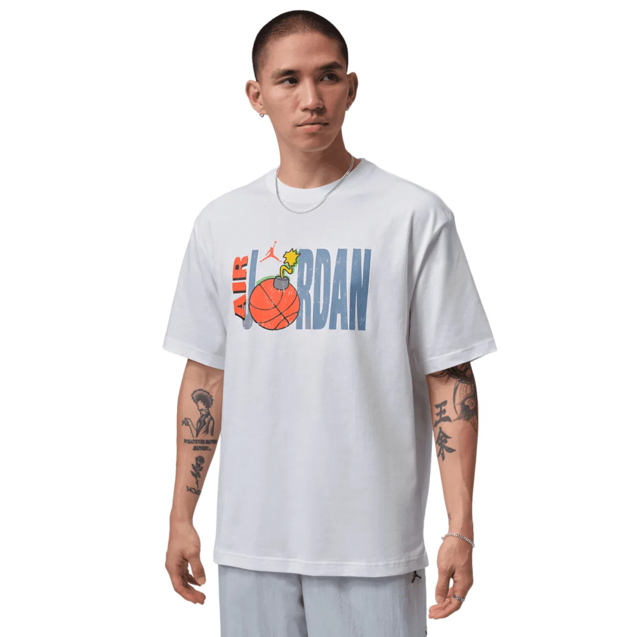 Футболка с коротким рукавом для мужчин NC Cartoon Graphic Jordan, цвет White/Blue