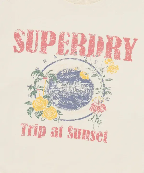 Свитшот с цветочным принтом, Superdry, кремовый — фото 4