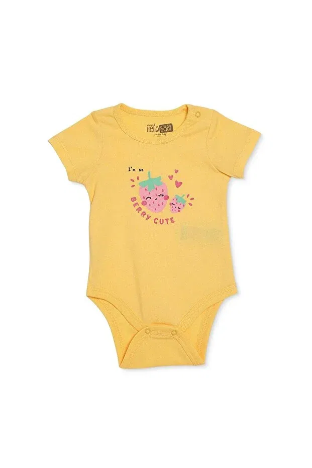 Детское боди для девочек с принтом Ebebek Hello Baby, Yellow