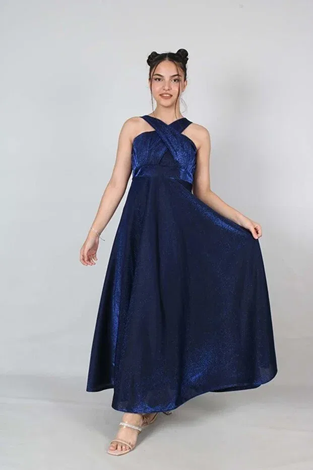 Детское платье для девочек без рукавов Asortix, Navy Blue — фото 2