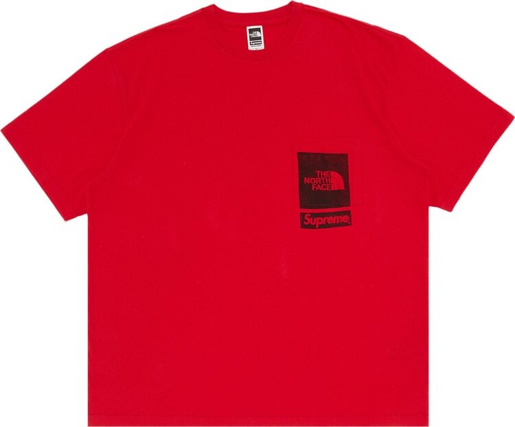 Футболка Supreme x The North Face Printed Pocket Tee 'Red', красный — фото 2
