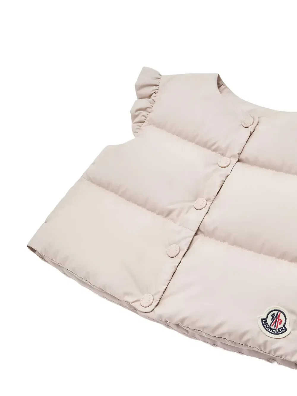 Детский жилет Moncler Olivia с оборками и набивкой Moncler Enfant, бежевый — фото 3