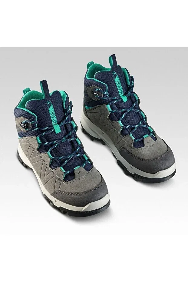 Детские ботинки для девочек водонепроницаемые Quechua, Dark Navy Blue/Dark Turquoise Green Decathlon — фото 4