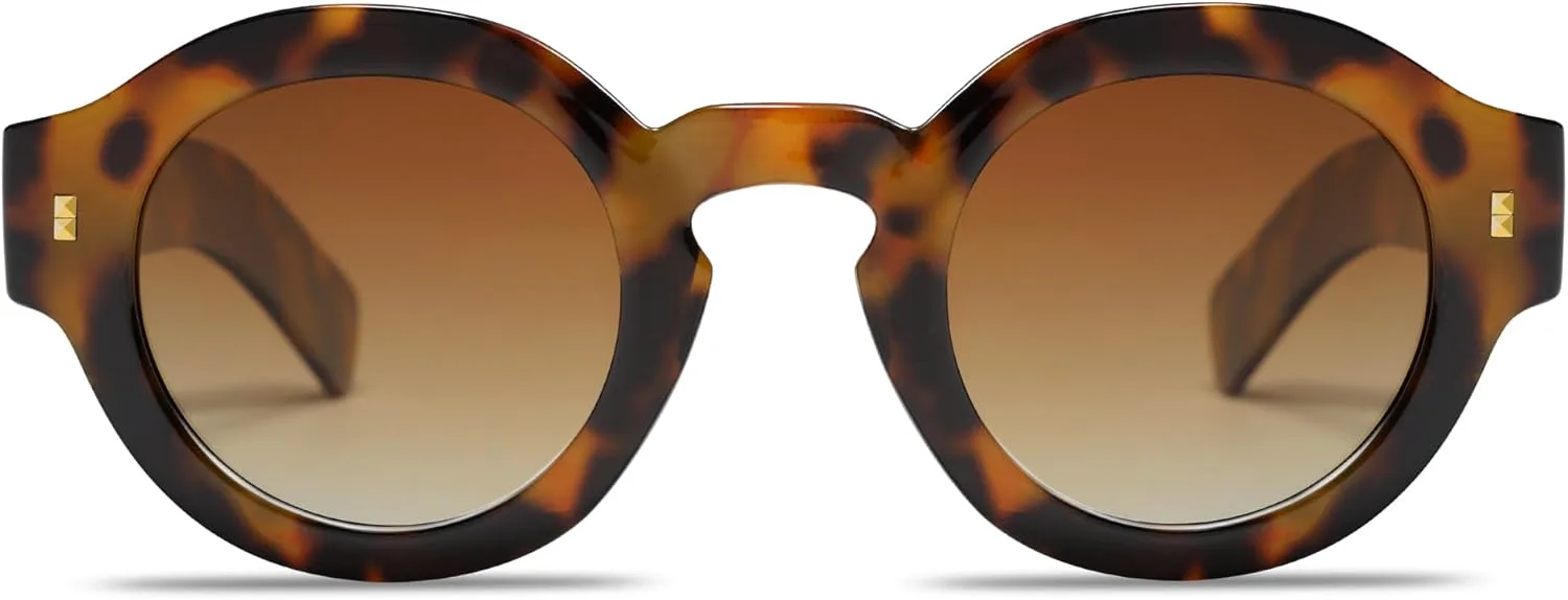 

Винтажные круглые поляризованные солнцезащитные очки VANLINKER для женщин и мужчин, модные ретро-очки в форме круга VL9743, C2 Tortoise Frame Brown Lenses