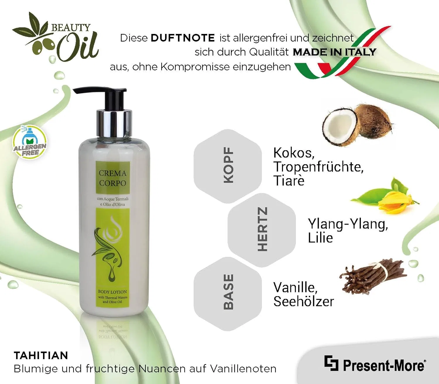 Лосьон для тела Beauty Oil, PRESENT-MORE, 15 шт по 300 мл, Кокос — фото 2
