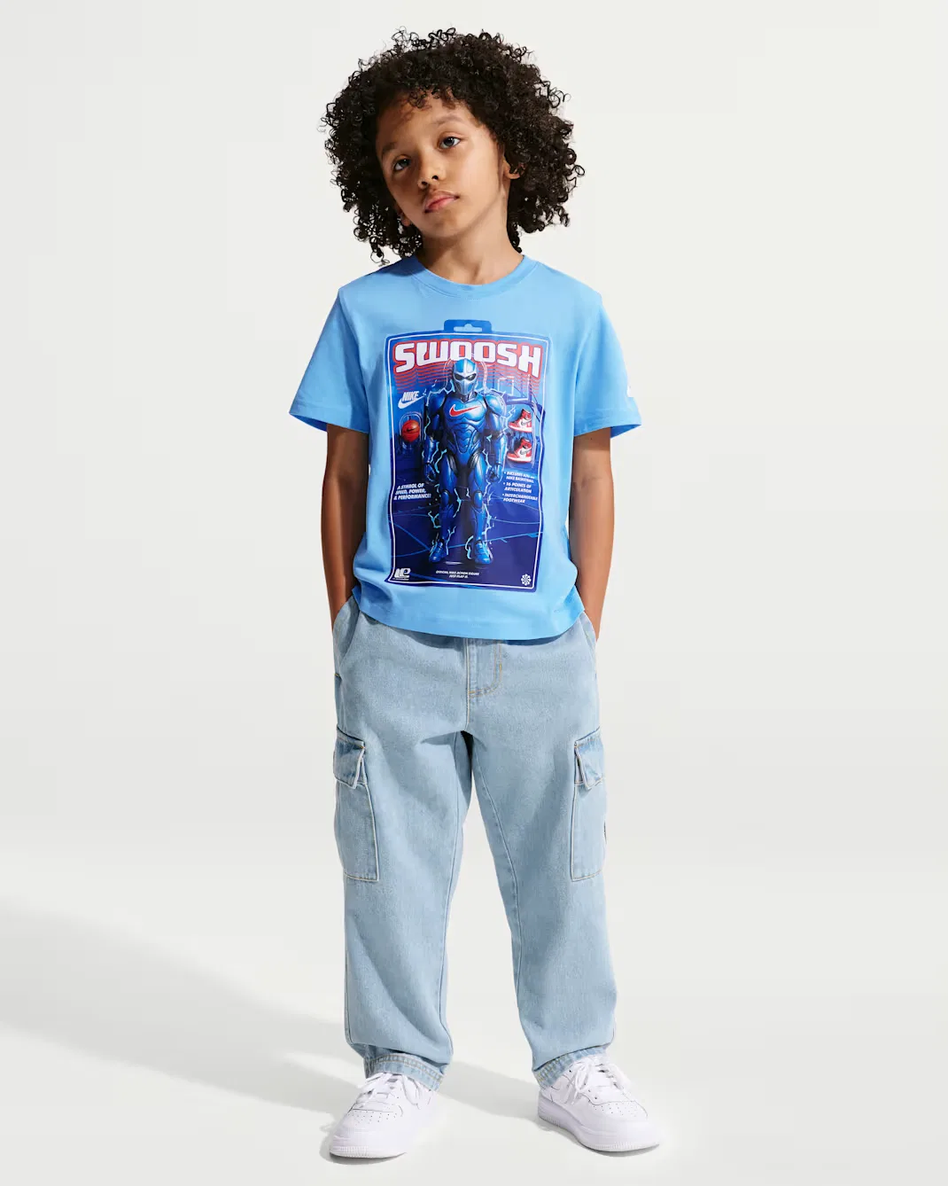 Детская футболка с изображением фигурки Swoosh Nike, Football Blue — фото 4