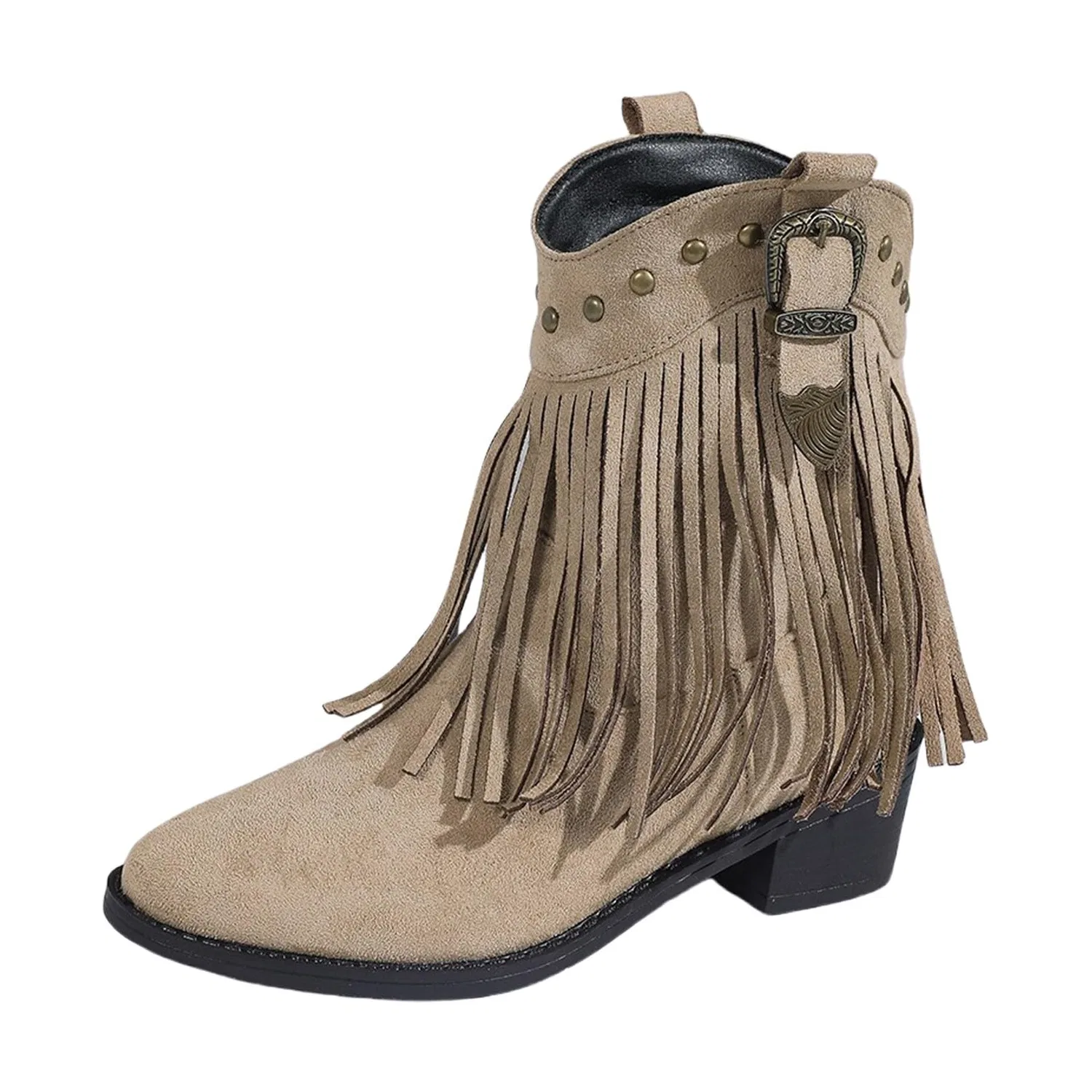 Детские ботинки для девочек на каблуке Fashion Girls Riding Boots in Leather Non-Slip Side and Laces Pattern Printed with Western Long Boots with Zipper Winter Shoes, Dark Khaki
