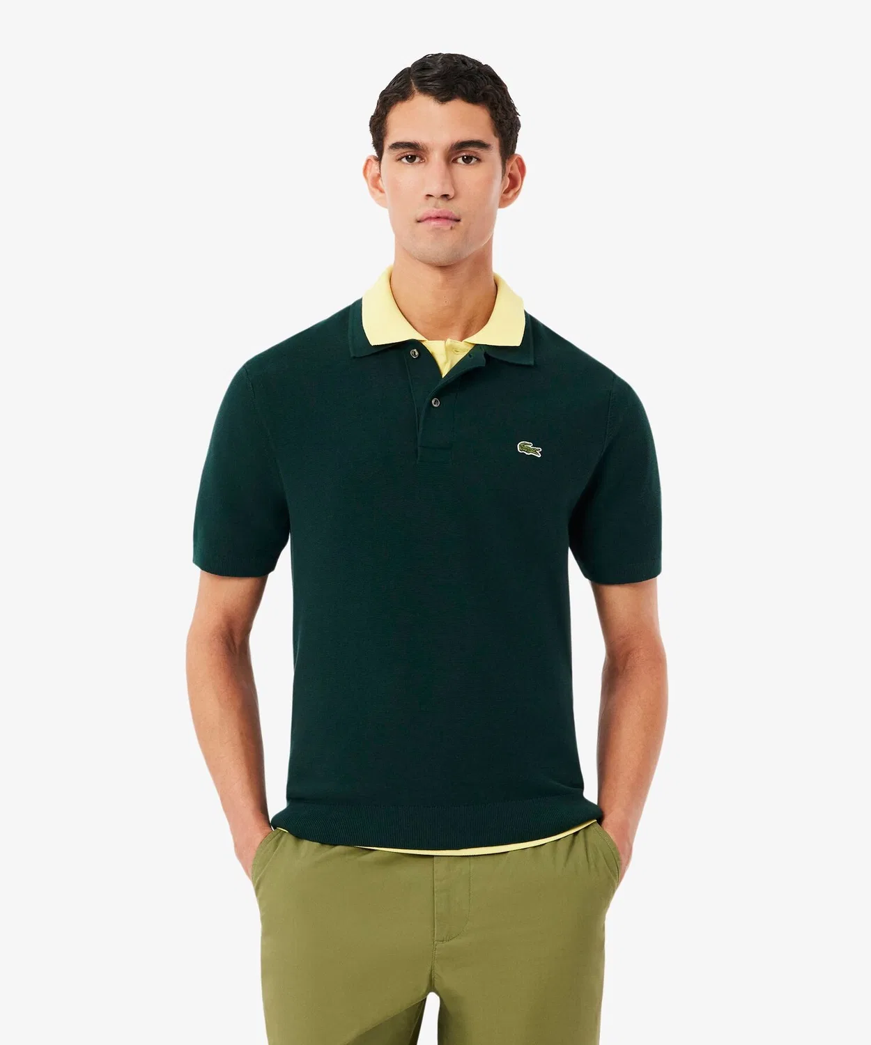 Мужская классическая футболка-поло из хайгейдж-нитки LACOSTE, Зеленый