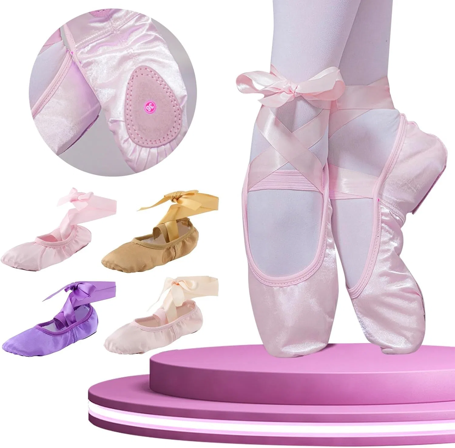 Детские балетки для девочек Canvas Ballet Shoes, Beige — фото 2