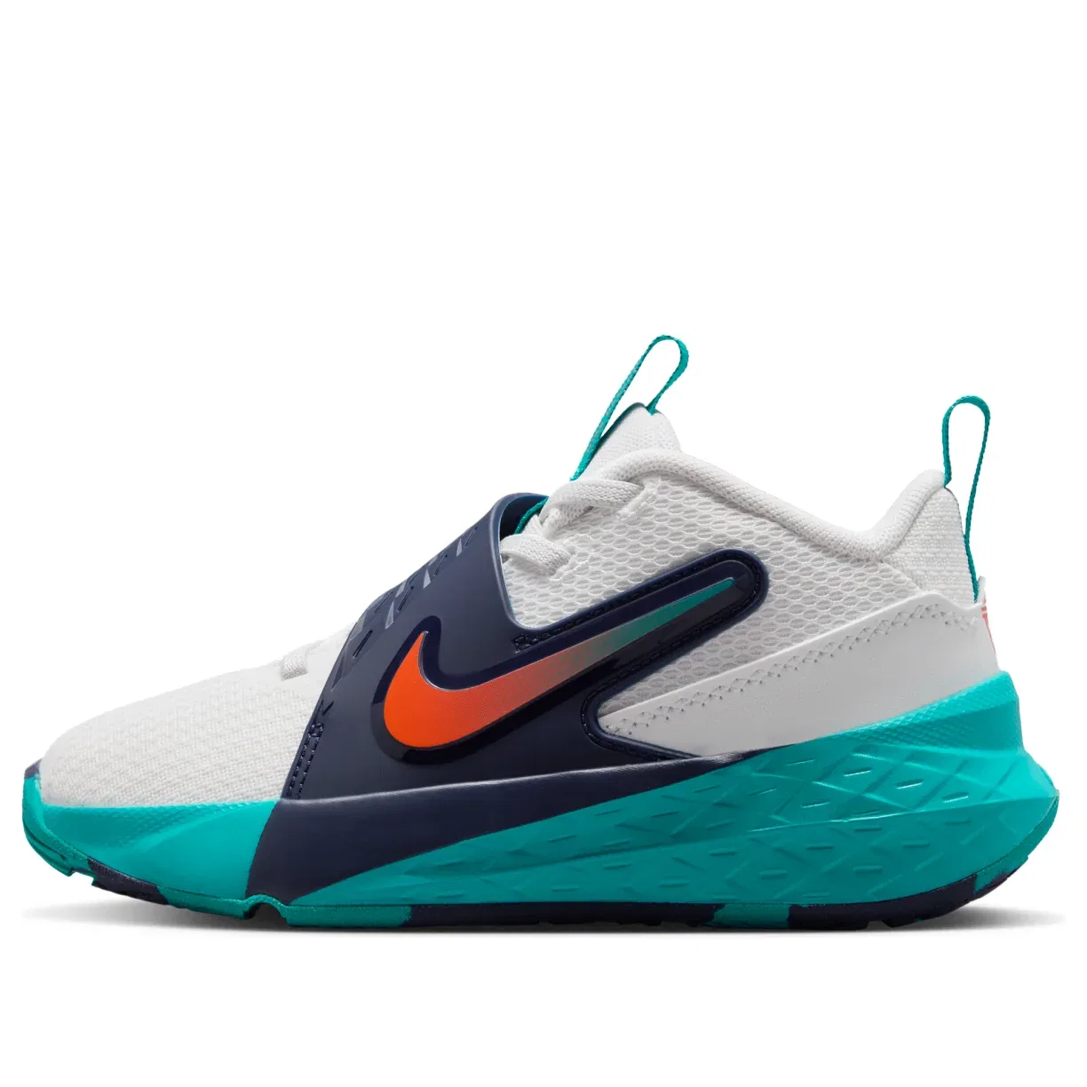 Детские кроссовки Team Hustle D 12 'Summit White Energy Midnight Navy' Nike, Summit White/Energy/Midnight Navy/Safety Orange