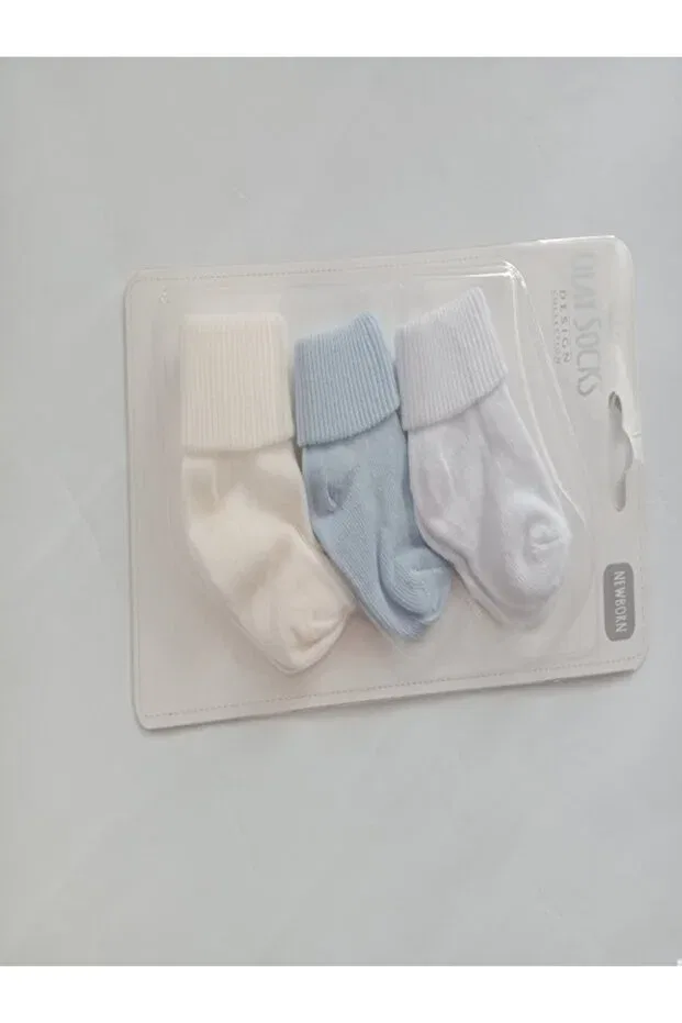 Детские носки хлопковые Olay Socks, White-Blue-Ecru