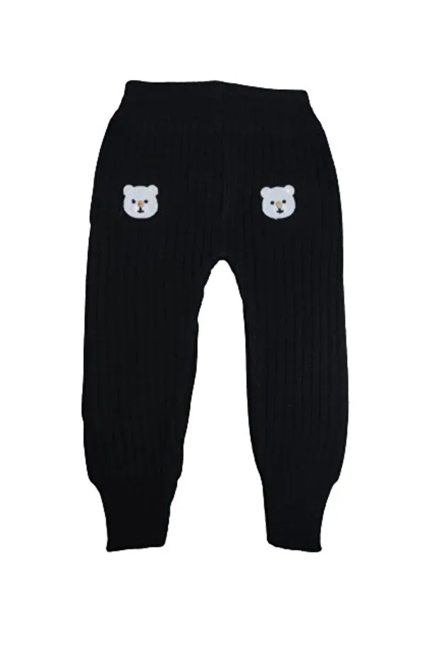 Детские леггинсы для девочек хлопковые Corduroy bear baby knitwear leggings Gogo Bici, Black — фото 2