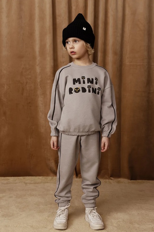 

Детская хлопковая толстовка "Cats" Mini Rodini, серый