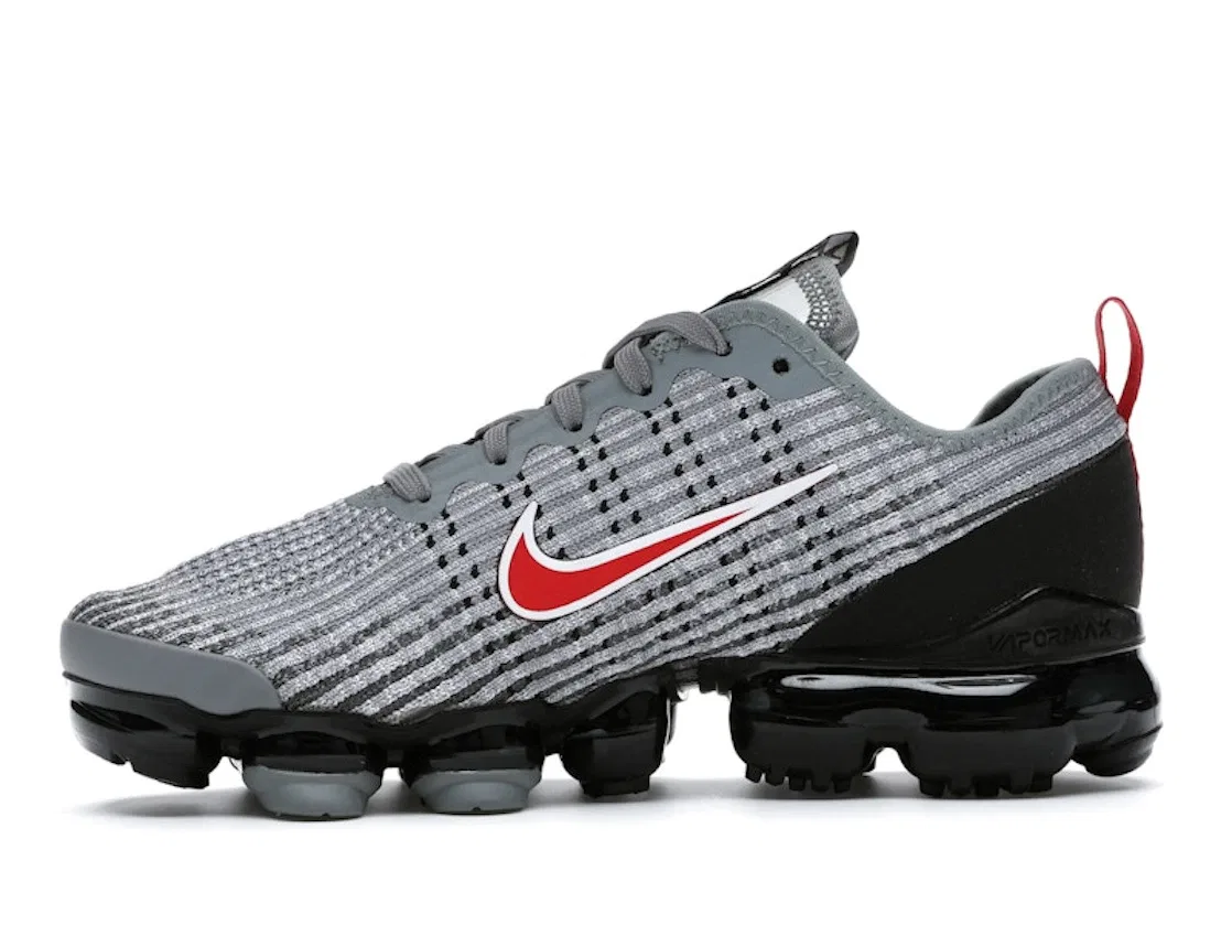 Детские кроссовки Lifestyle с технологией Flyknit Nike Air VaporMax Flyknit 3 Nike, Particle Grey/Black-Iron Grey-University Red — фото 3