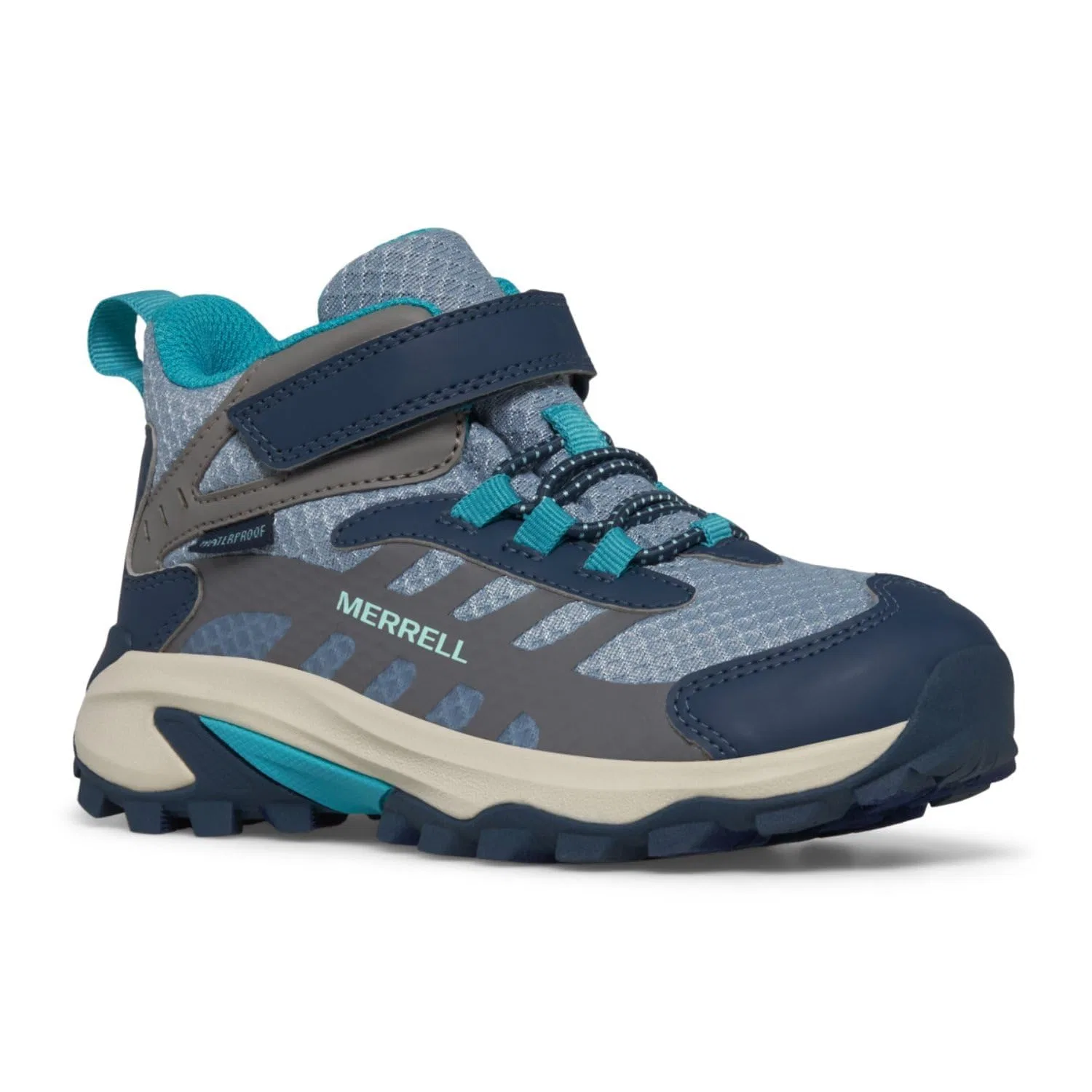 Детские ботинки для походов водонепроницаемые Moab Speed 2 Mid Alternative Closure Waterproof Merrell, Turkish Blue Stone