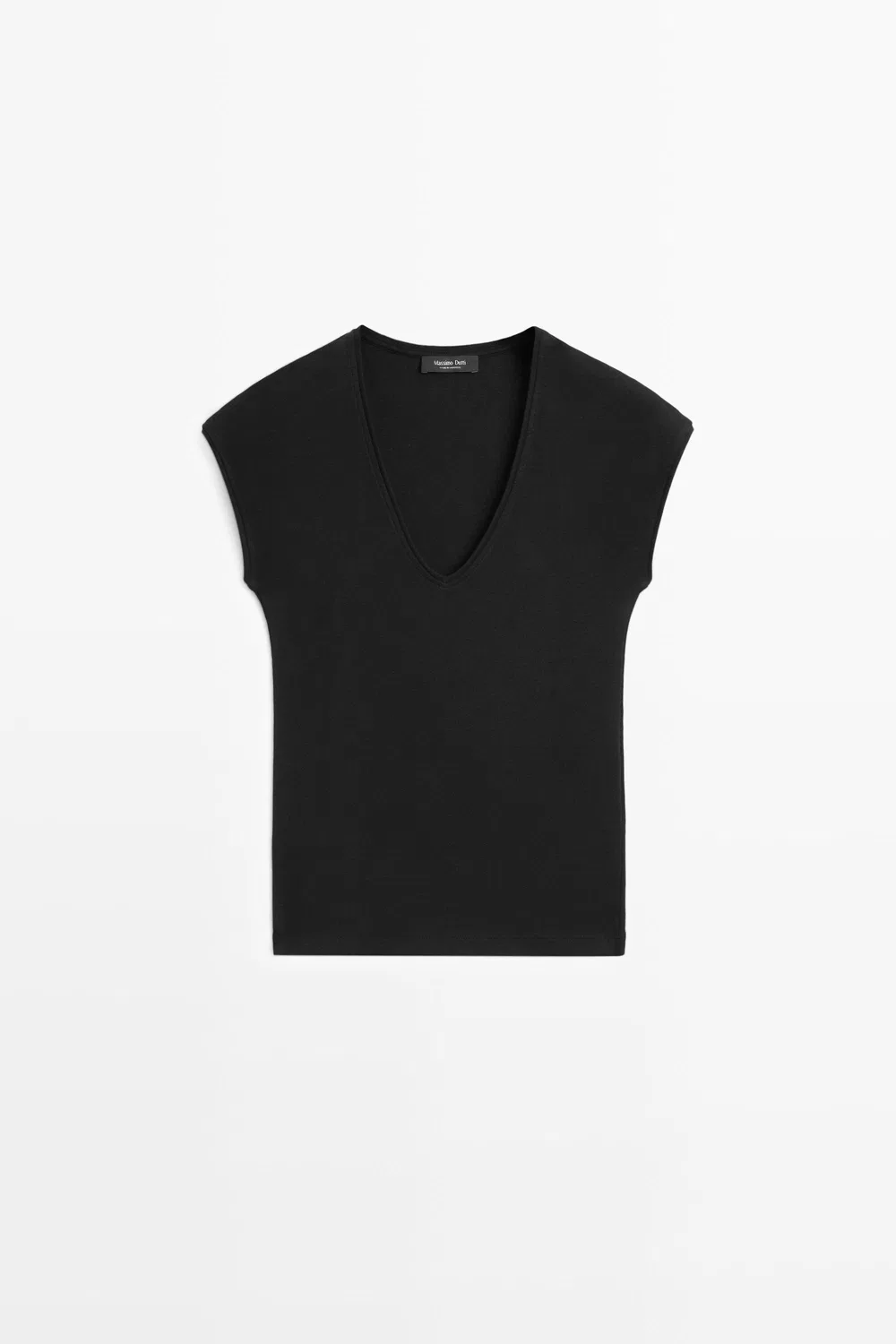Футболка Massimo Dutti V-Neck, черный — фото 2