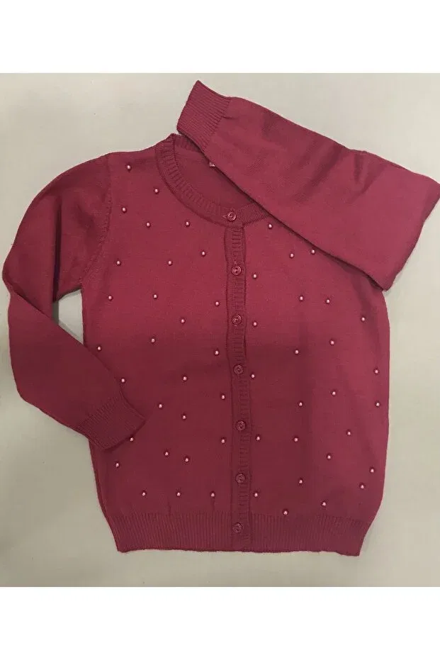 Детский кардиган для девочек хлопковый Pearl Cardigan Nonno Kids, Dark Red