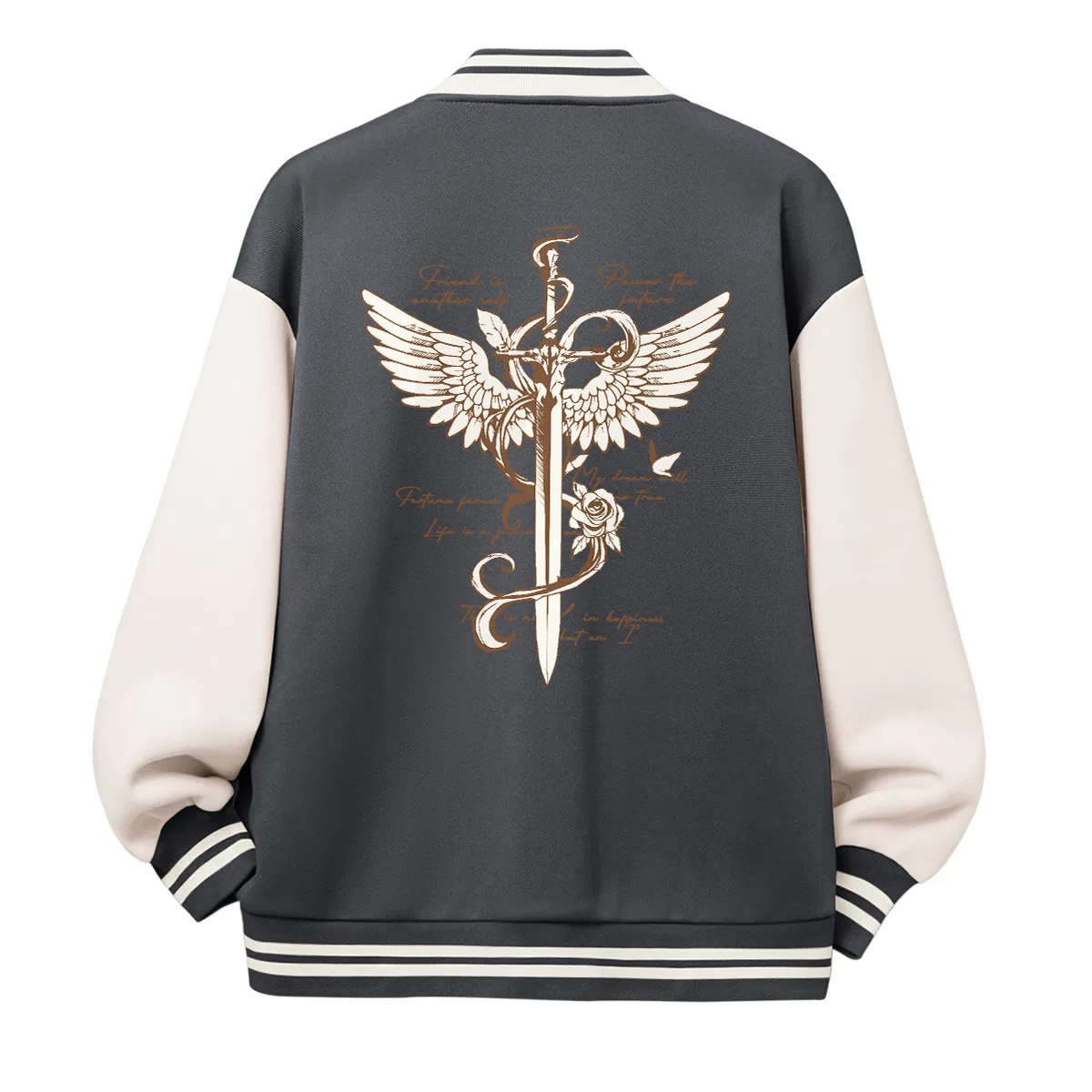 Детская бейсбольная куртка с начесом MINISO, Dark Gray (Y Angel Saint Sword Chest Badge)
