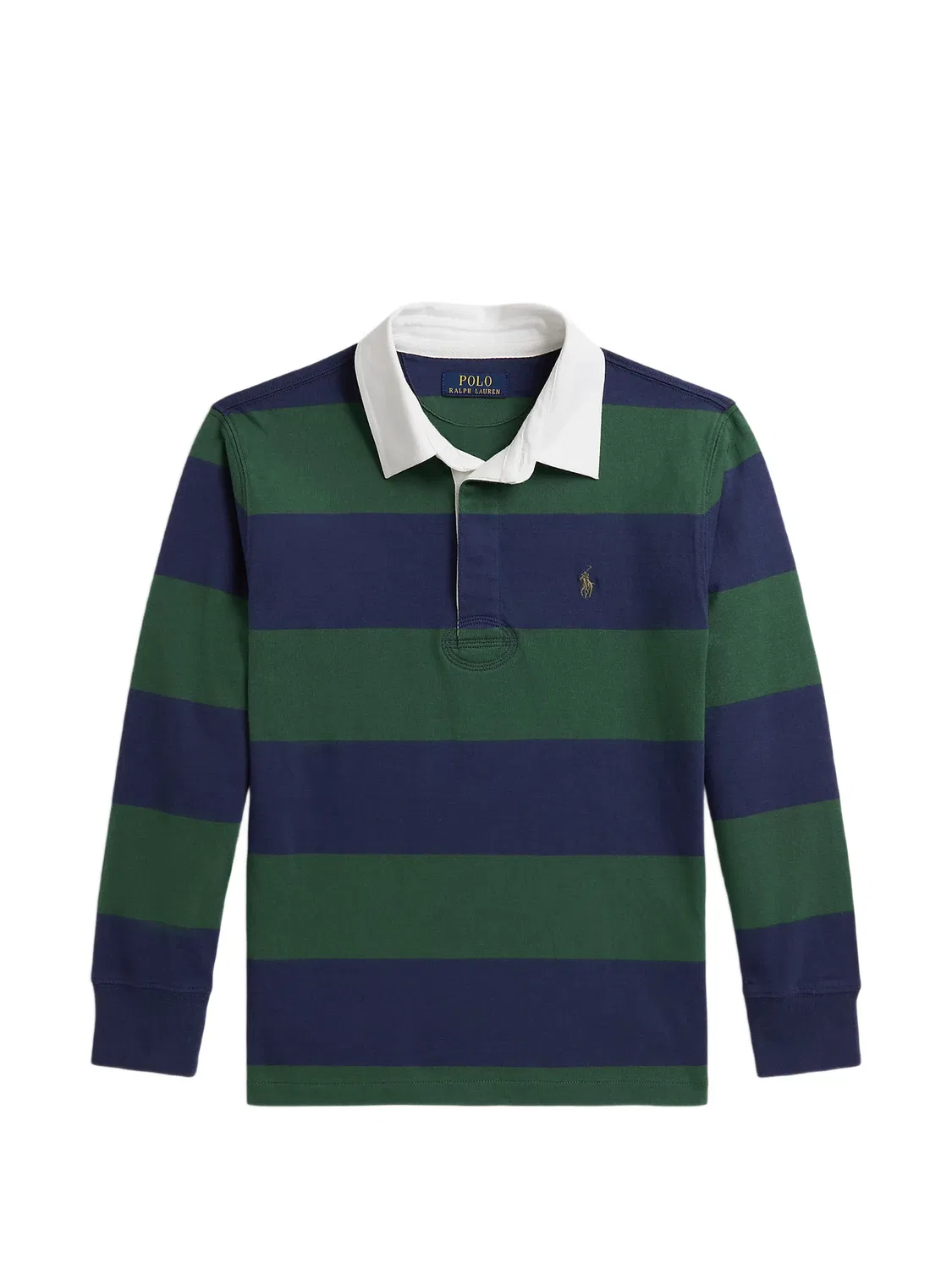 Полосатая рубашка-регби с длинными рукавами Polo Ralph Lauren Kids, синий