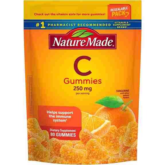 

Витамин С Nature Made Vitamin C 250 мг, 80 жевательных конфет Gummies