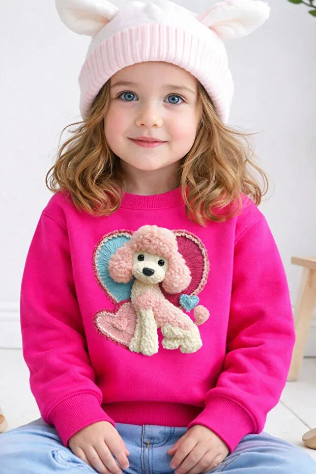 Детская толстовка для мальчиков с принтом Pink Poodle Printed Efendioğlu Design, Pink