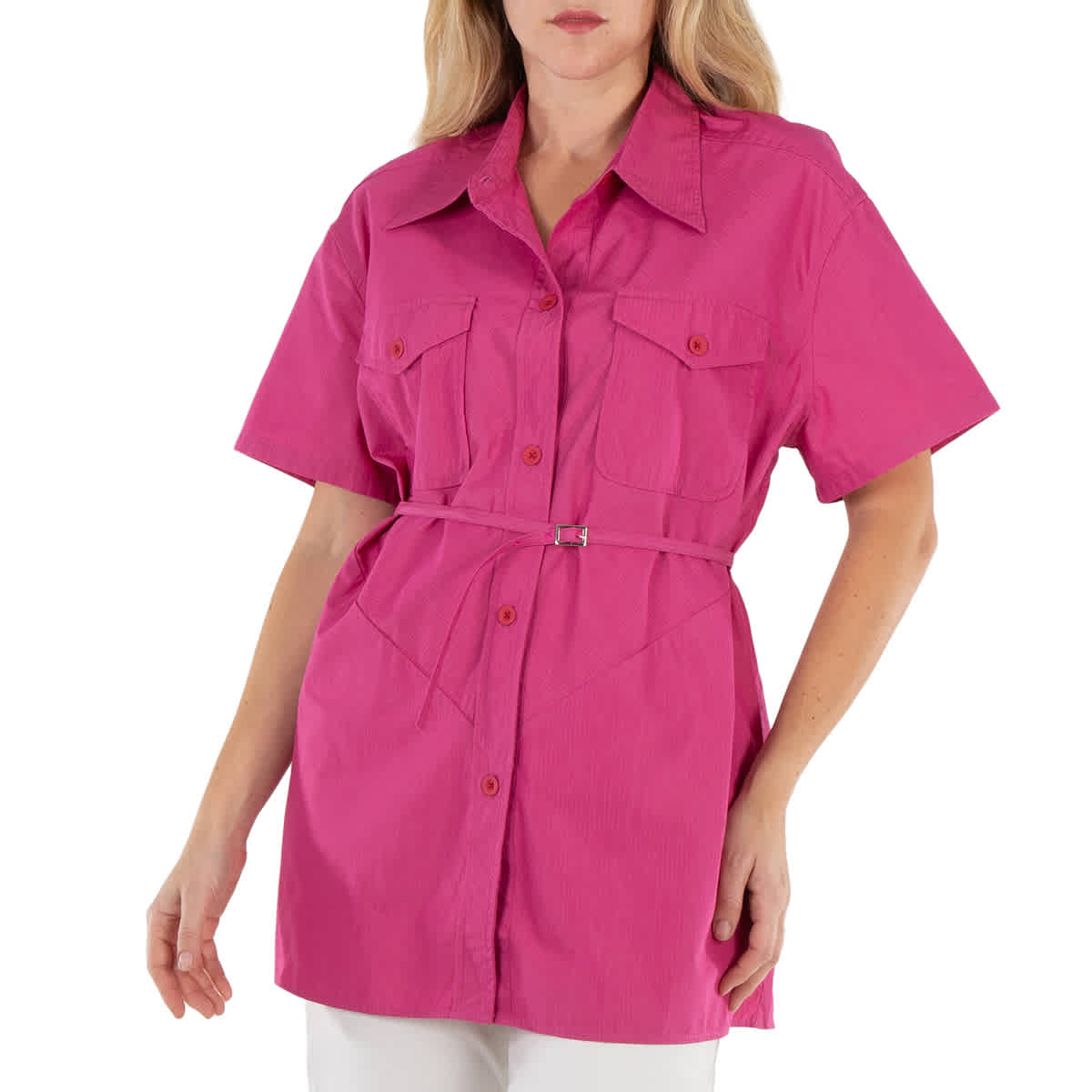 

Our Legacy Женская рубашка сзади на пуговицах из хлопкового рипстопа цвета вишни, Cerise Cotton Ripstop