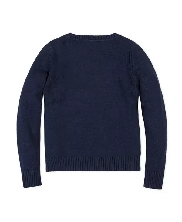 Детский свитер с принтом Boys' Organic Crew Neck Flag Sweater Hope & Henry, Navy Flag — фото 2
