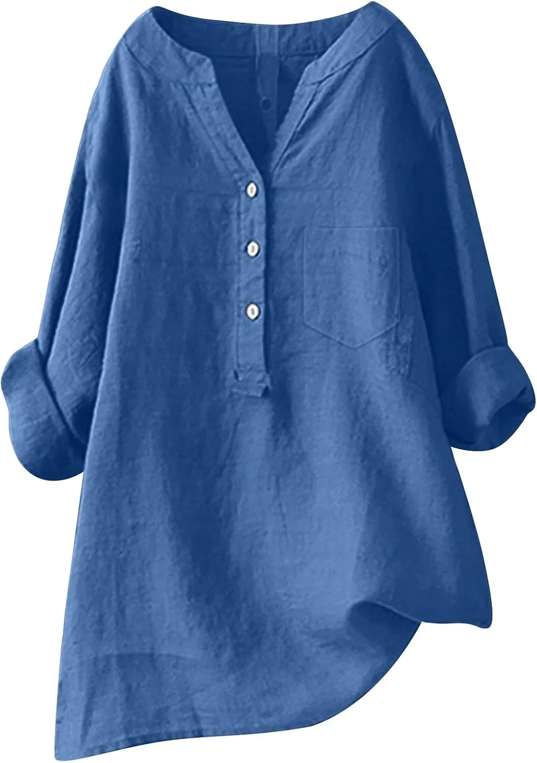 Женское платье свободного кроя с длинным рукавом, модель Oversized, синий