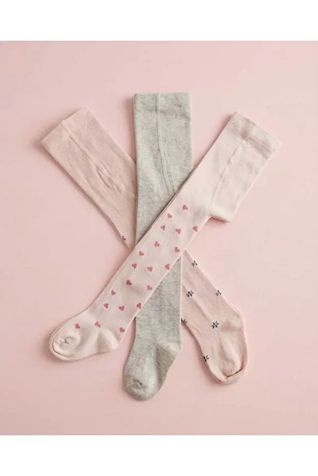 Детские колготки хлопковые 3 шт Moonrise Socks, Pink-Powder-Beige Blend