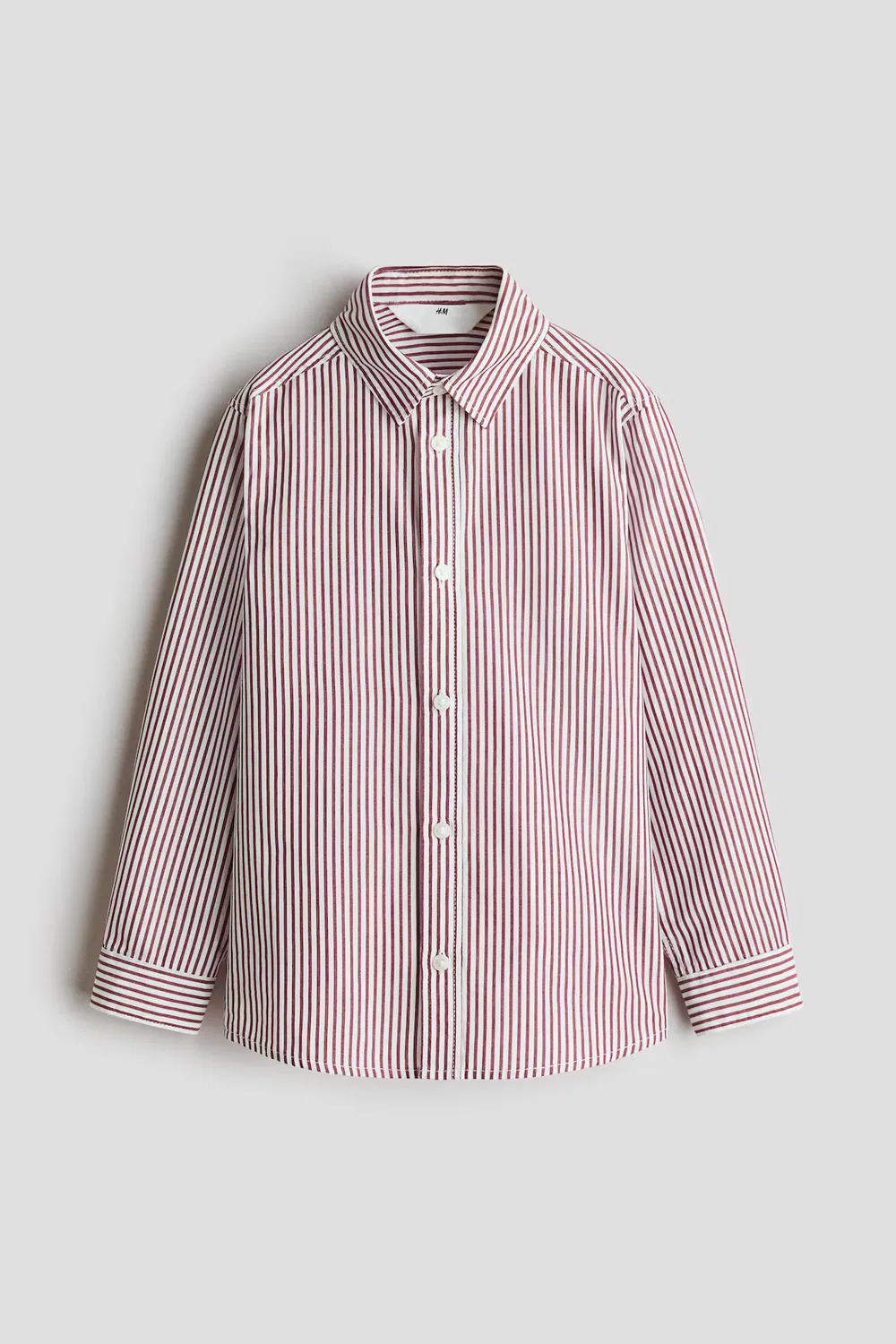 Хлопковая рубашка H&M, Weiß/Dunkelrot Gestreift