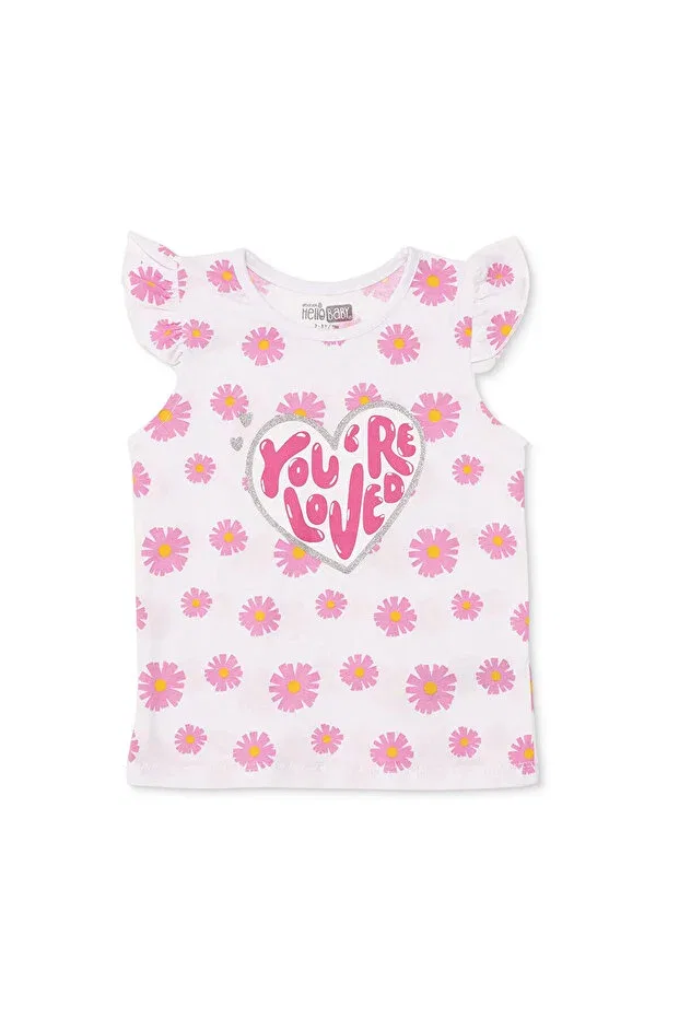 Детская футболка для девочек с принтом Hellobaby baby girl undershirt-t-shirt floral printed crew neck undershirt Ebebek Hello Baby, Ecru Printed