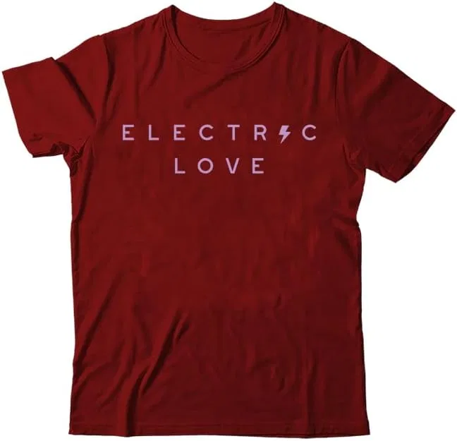 Мужская футболка с принтом Electric Love V-Neck, Claret