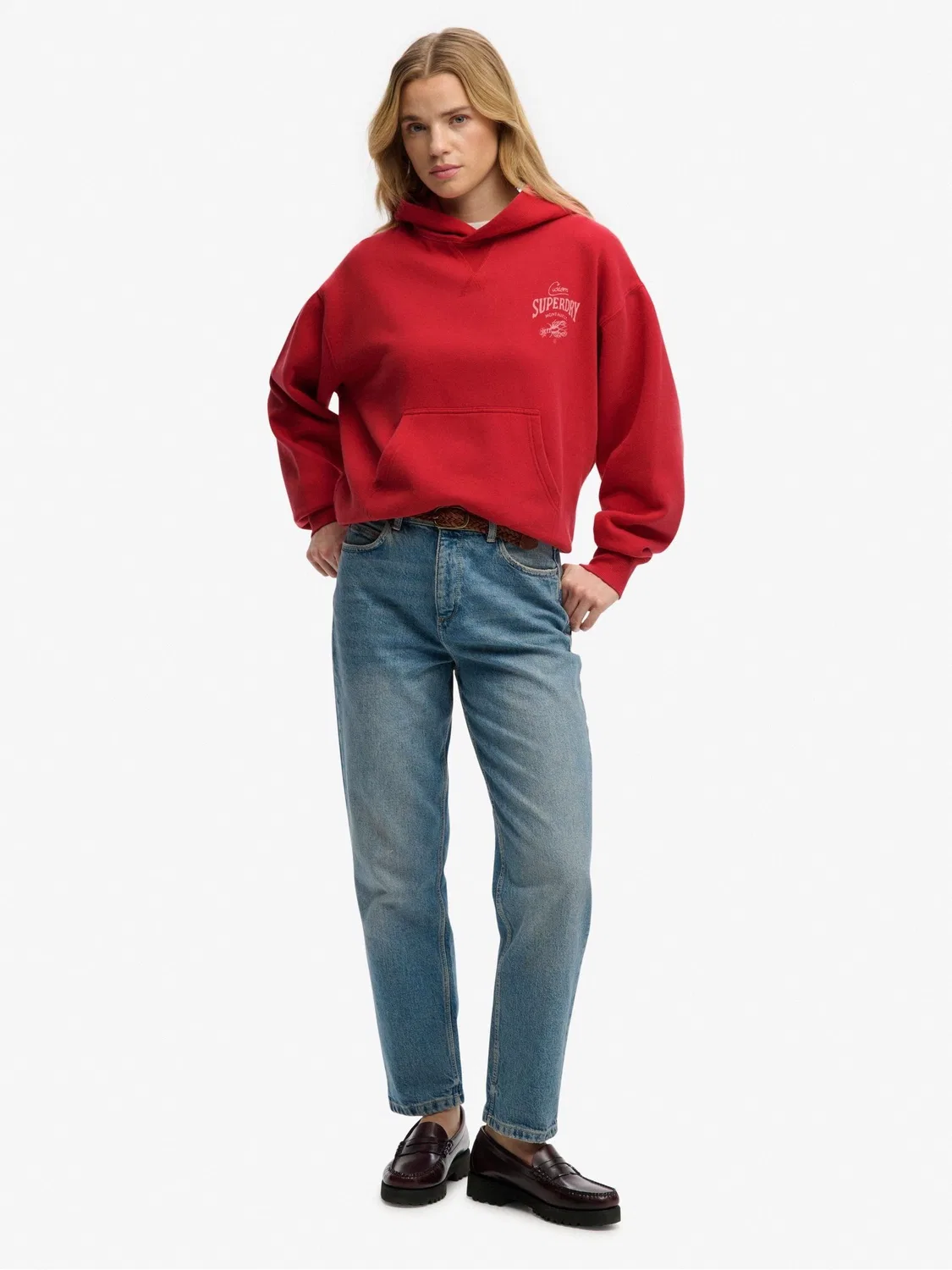 Худи женское свободное Heritage Hamptons Superdry, красное — фото 4