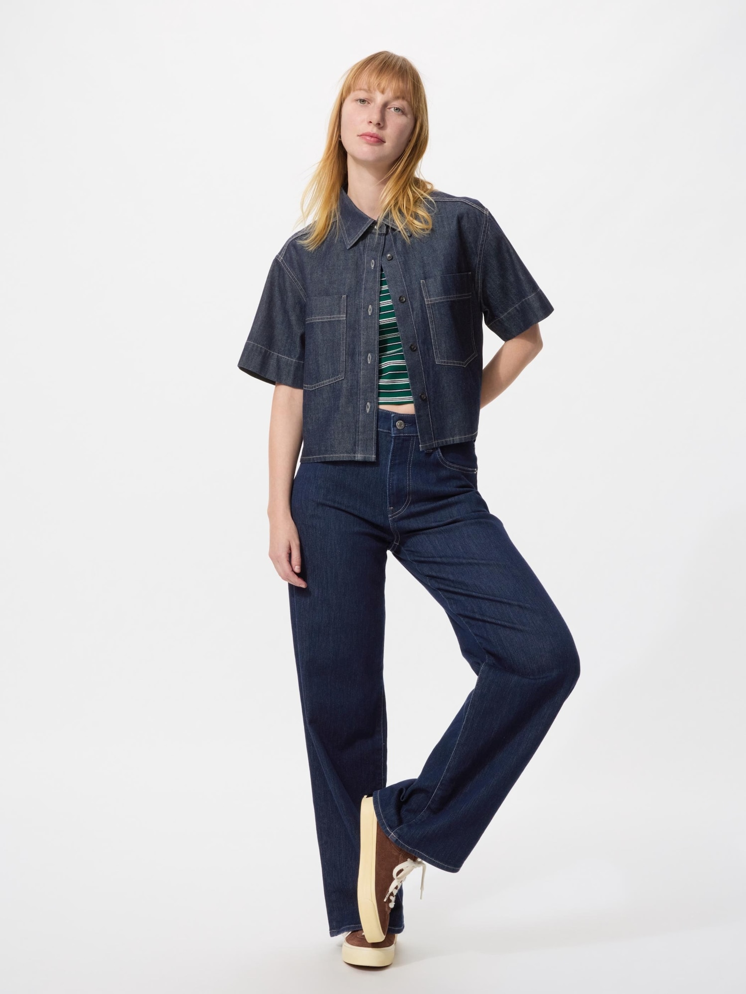 Джинсы  Uniqlo EZY Wide Straight Longer Length, 69 темно-синий — фото 2