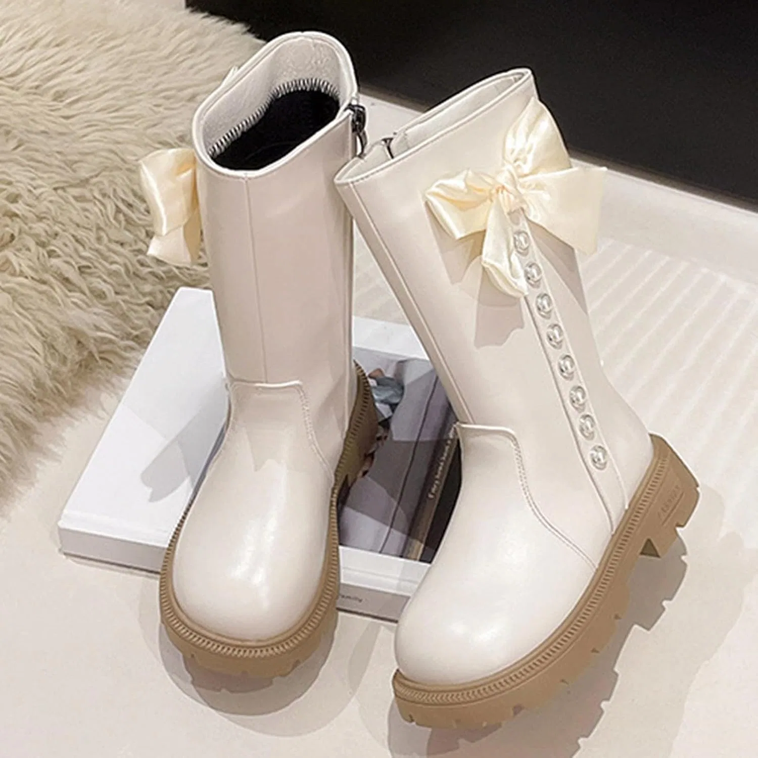 Детские сапоги для девочек с блестками, модель Cowgirl Boots Glitter, бренд, White — фото 4