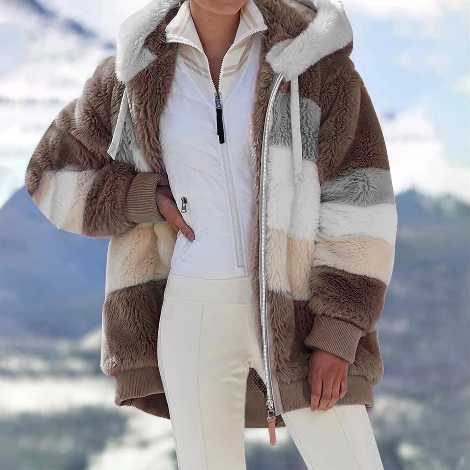 Женское пальто из флиса с принтом кота, оверсайз, Kawaii, Cachi-a — фото 2