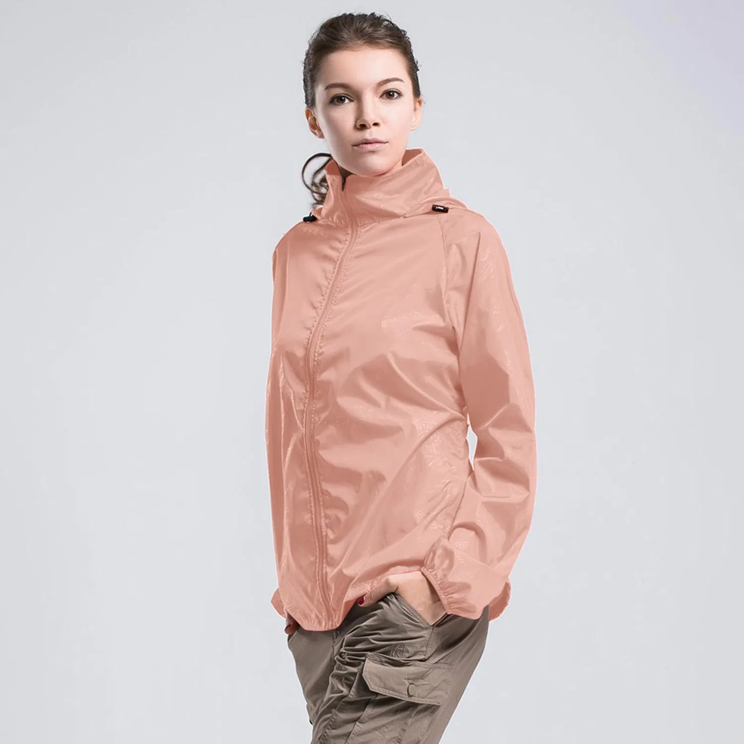 Женское лёгкое плащ-дождевик с капюшоном, Light Rosa — фото 2
